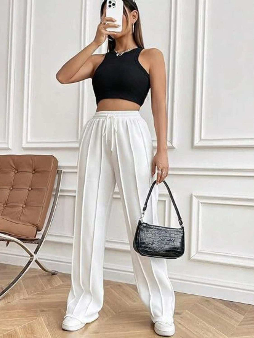Drawstring Wide Leg Pants with Pockets - Trendsi - Flyclothing LLC