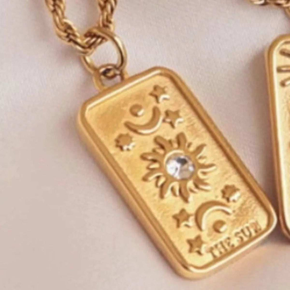 18K Gold-Plated Tarot Card Necklace - Trendsi - Flyclothing LLC