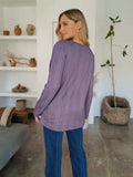 Slit Round Neck Long Sleeve T-Shirt - Trendsi - Flyclothing LLC