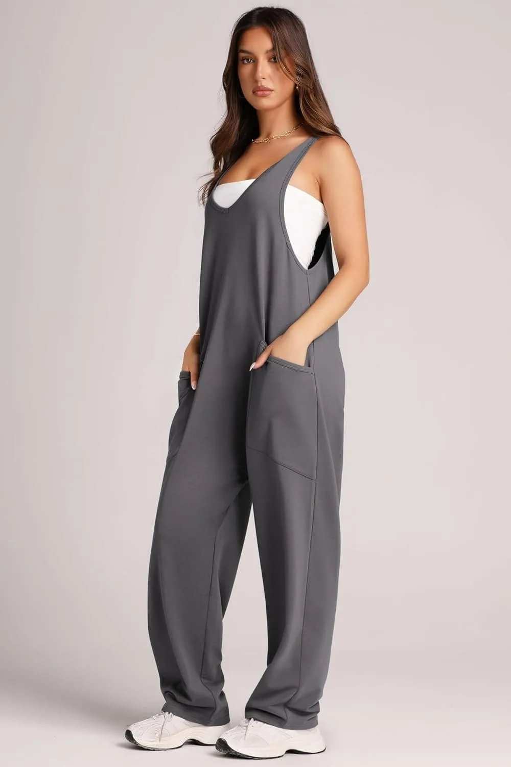 Wide Strap Jumpsuit with Pockets - Trendsi - Flyclothing LLC