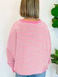 Striped Round Neck Long Sleeve Sweatshirt - Trendsi - Flyclothing LLC