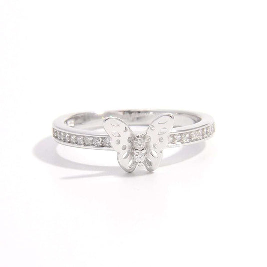 925 Sterling Silver Inlaid Zircon Butterfly Ring - Trendsi - Flyclothing LLC
