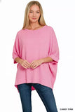 Zenana Raised Rib Bat Sleeve Top - Trendsi - Flyclothing LLC