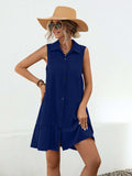 Button Up Sleeveless Mini Dress - Trendsi - Flyclothing LLC