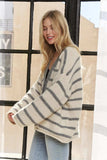 ADORA Horizontally Striped Button Up Cardigan - Trendsi - Flyclothing LLC