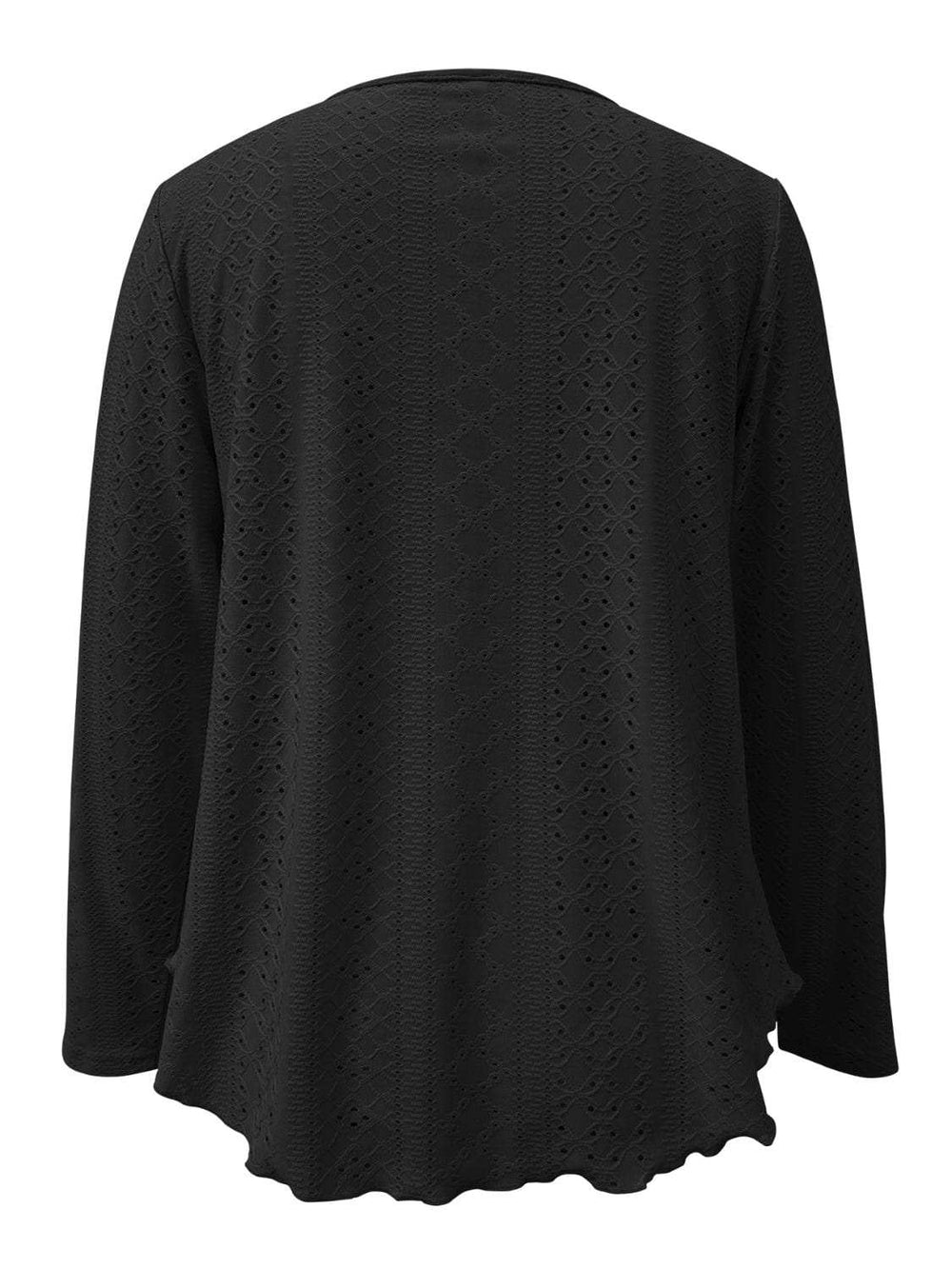 Eyelet Long Sleeve Blouse - Trendsi - Flyclothing LLC