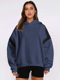 Contrast Dropped Shoulder Long Sleeve Hoodie - Trendsi - Flyclothing LLC