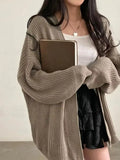 Open Front Oversized Knit Cardigan - Trendsi - Flyclothing LLC