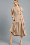 Umgee Tiered Flutter Sleeve Midi Dress - Trendsi - Flyclothing LLC