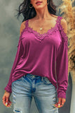 Lace Detail Cold Shoulder Long Sleeve T-Shirt - Trendsi - Flyclothing LLC