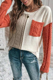 Color Block Round Neck Long Sleeve Sweater - Trendsi - Flyclothing LLC
