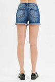 RISEN Full Size Low Rise Frayed Denim Shorts Plus Size - Trendsi - Flyclothing LLC