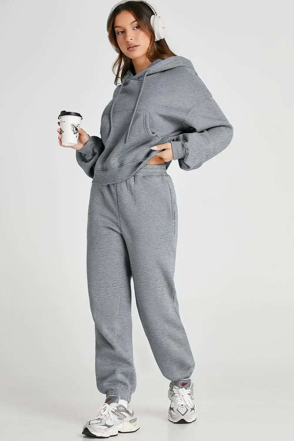Dropped Shoulder Hooded Top and Pants Active Set - Trendsi - Flyclothing LLC