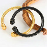 Stainless Steel Twisted Cable Cuff Bracelet - Trendsi - Flyclothing LLC