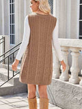 Lovelet Cable Knit V-Neck Mini Sweater Overall Dress - Trendsi - Flyclothing LLC