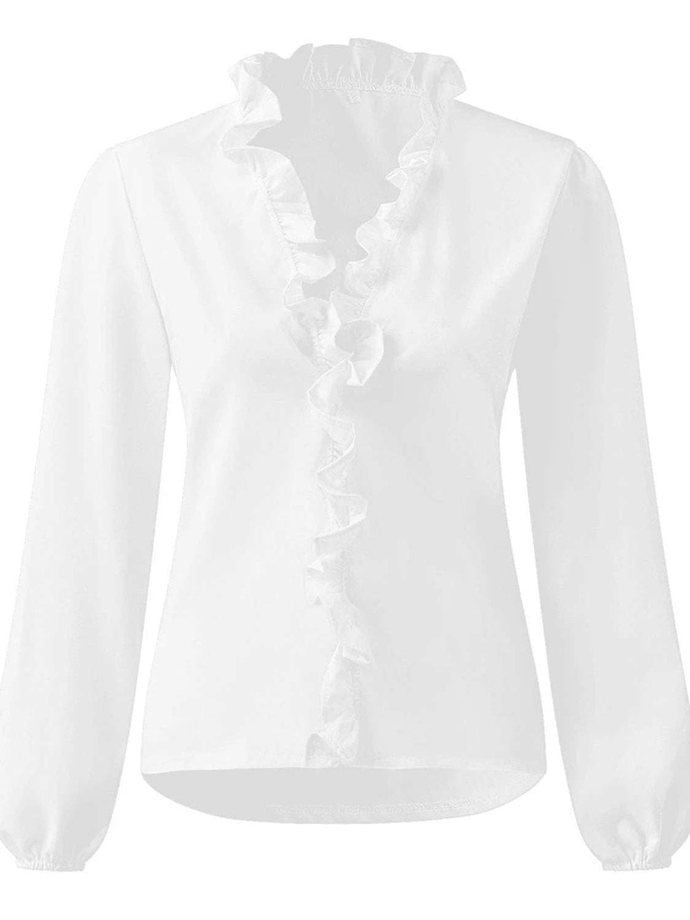 Full Size Ruffled V-Neck Long Sleeve Blouse - Trendsi - Flyclothing LLC
