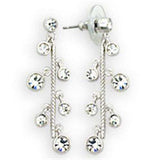 36409 - High-Polished 925 Sterling Silver Earrings with Top Grade Crystal in Clear - Alamode - Flyclothing LLC