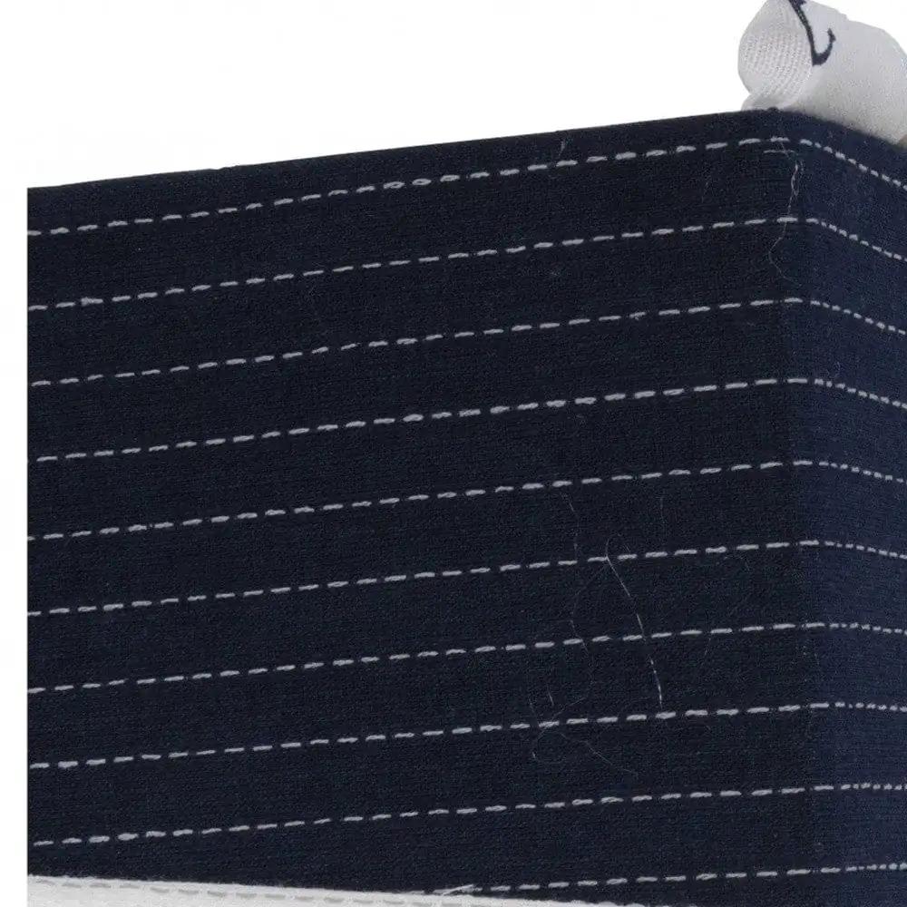 12" X 12.5" X 9.5" White Blue Foldable Fabric Basket Set Of 3 - Homeroots - Flyclothing LLC