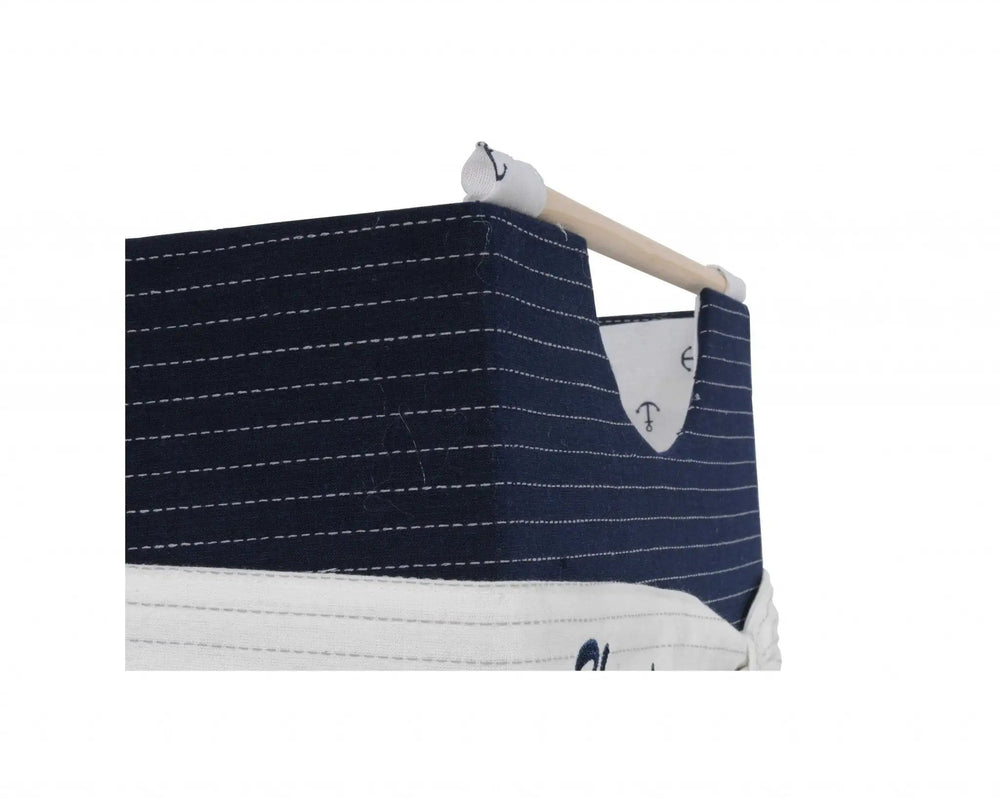 12" X 12.5" X 9.5" White Blue Foldable Fabric Basket Set Of 3 - Homeroots - Flyclothing LLC