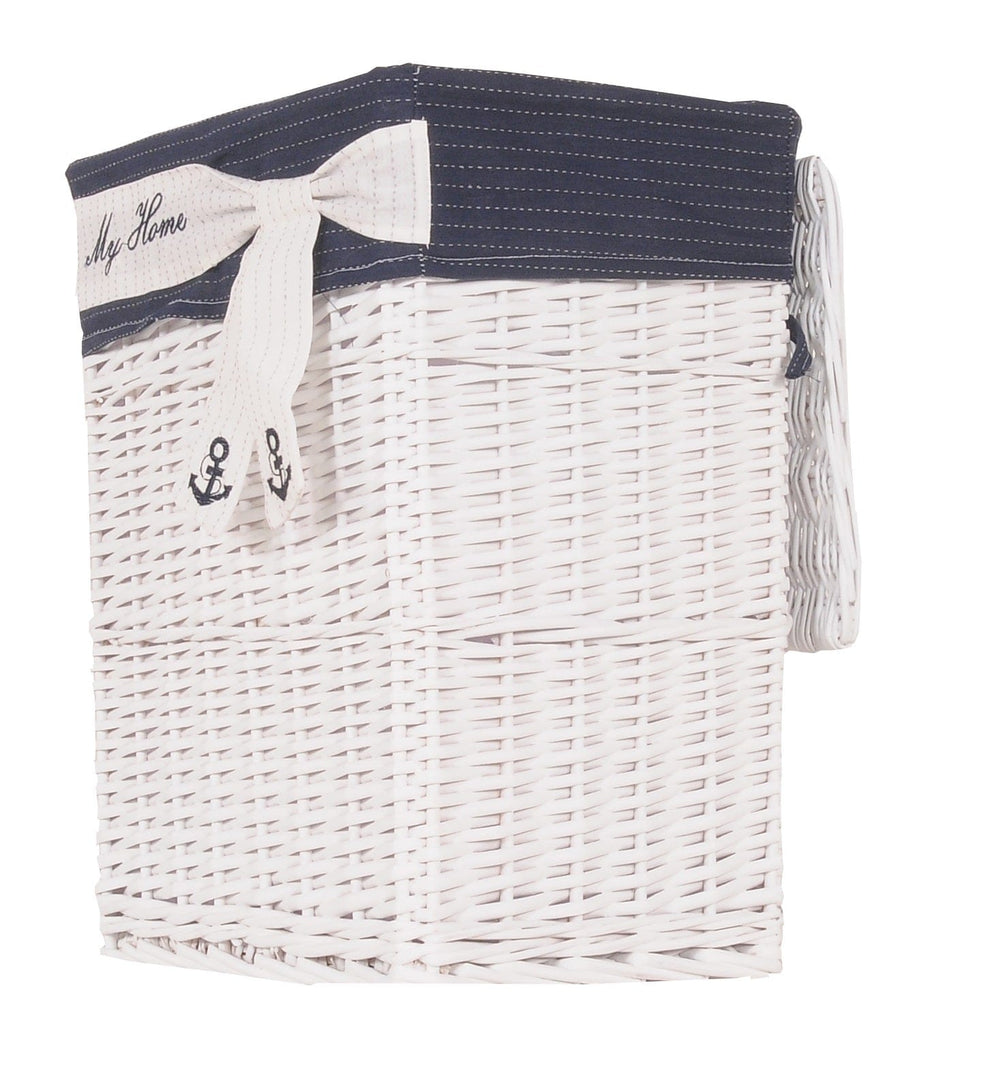 14" X 17.5" X 19.5" White blue rectangular willow Basket Set Of 5 - Homeroots - Flyclothing LLC