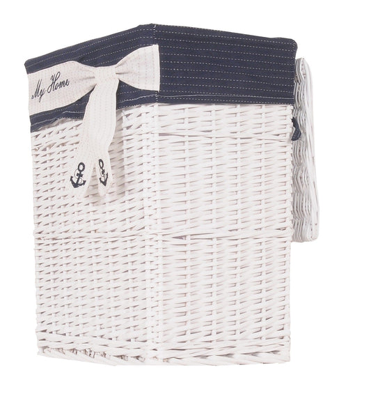 14" X 17.5" X 19.5" White blue rectangular willow Basket Set Of 5 - Homeroots