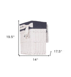 14" X 17.5" X 19.5" White blue rectangular willow Basket Set Of 5 - Homeroots - Flyclothing LLC