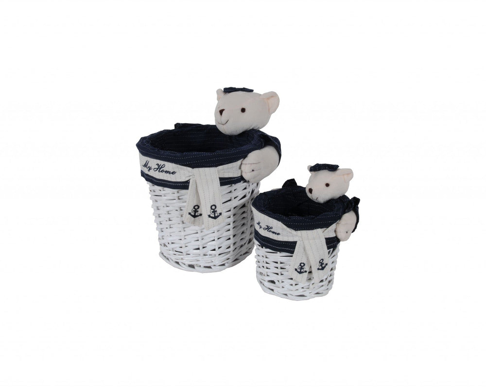 15.5" X 23.5" X 22" White blue rectangular bear Design Basket Set Of 5 - Homeroots - Flyclothing LLC