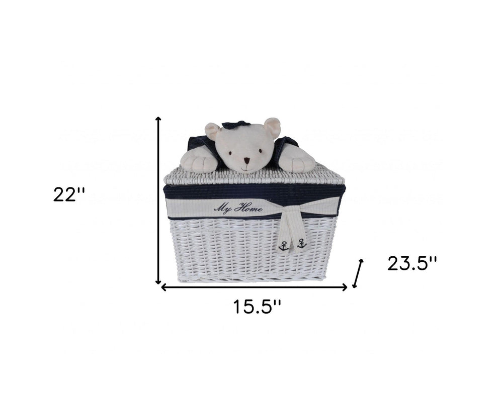 15.5" X 23.5" X 22" White blue rectangular bear Design Basket Set Of 5 - Homeroots - Flyclothing LLC