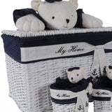 15.5" X 23.5" X 22" White blue rectangular bear Design Basket Set Of 5 - Homeroots - Flyclothing LLC