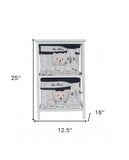 12.5" X 16" X 25" White Blue Portable 2 Drawers - Homeroots - Flyclothing LLC