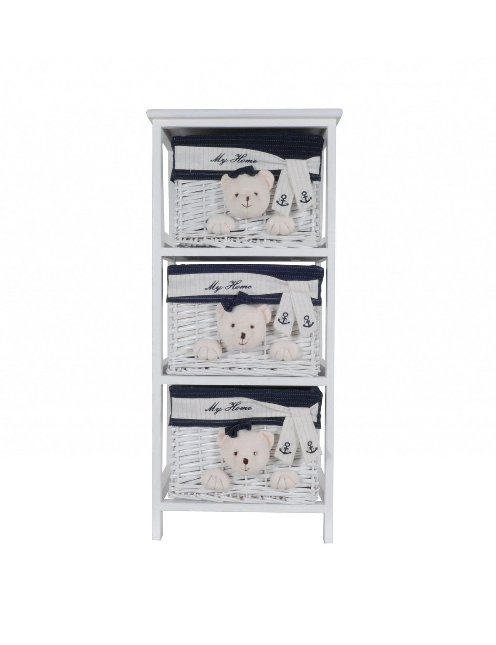 12.5" X 16" X 35.5" White Blue Portable 3 Drawers - Homeroots - Flyclothing LLC