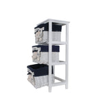 12.5" X 16" X 35.5" White Blue Portable 3 Drawers - Homeroots - Flyclothing LLC