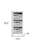 12.5" X 16" X 35.5" White Blue Portable 3 Drawers - Homeroots - Flyclothing LLC