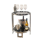 22" Silver Glass Round Mirrored End Table With Shelf - Homeroots