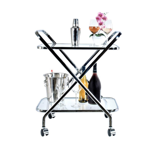 16.5" X 26.25" X 30.5" Chrome Xshape  Bar Cart - Homeroots