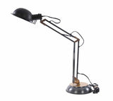 33" Black Metal Desk Table Lamp With Black Bowl Shade - Homeroots