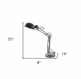 33" Black Metal Desk Table Lamp With Black Bowl Shade - Homeroots