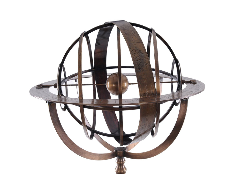 25" X 25" X 45.75" Brass Armillary With Wood Stand - Homeroots