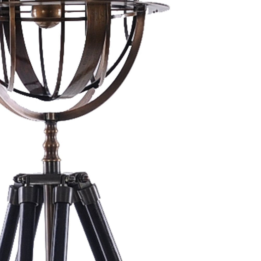 25" X 25" X 45.75" Brass Armillary With Wood Stand - Homeroots