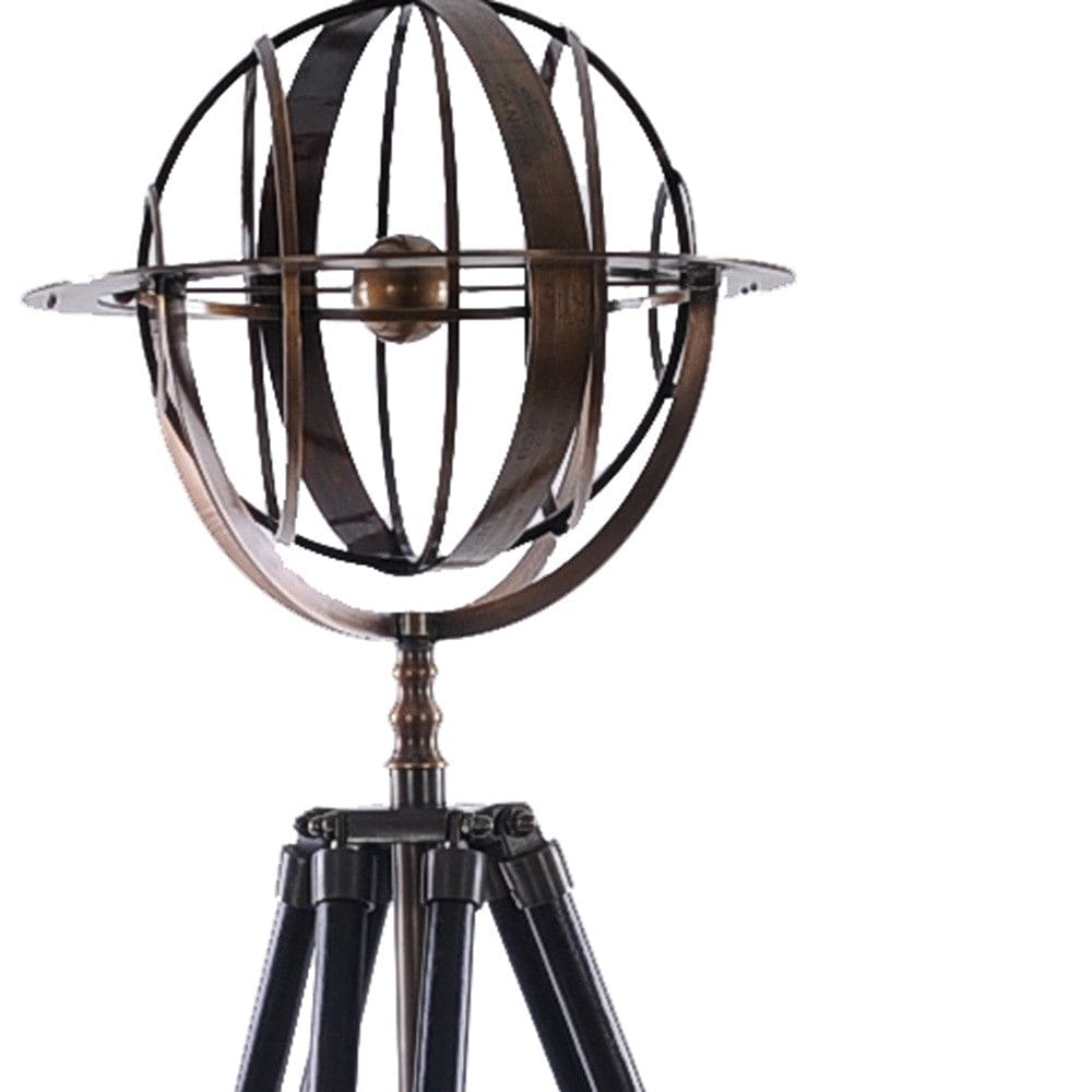25" X 25" X 45.75" Brass Armillary With Wood Stand - Homeroots