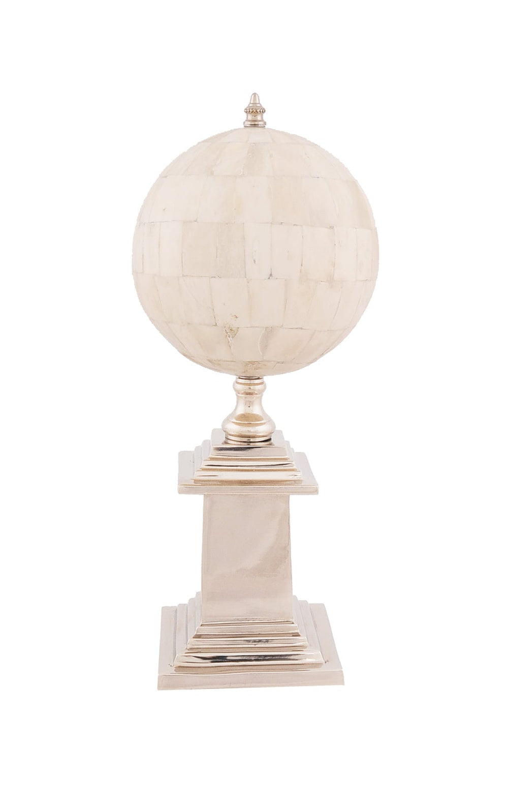 6.5" X 6.5" X 14.5" Bone Globe With Alluminum Base - Homeroots