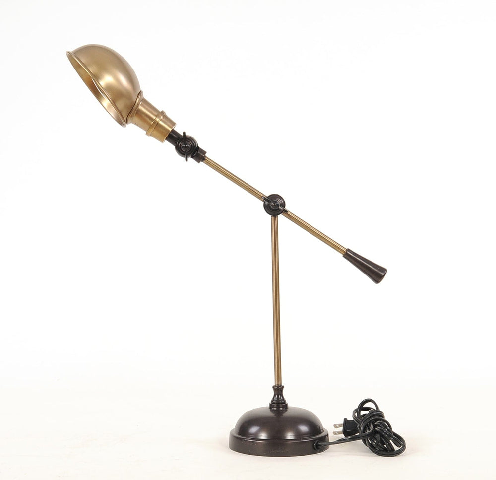 20" Black Metal Adjustable Desk Table Lamp With Gold Bowl Shade - Homeroots