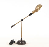 20" Black Metal Adjustable Desk Table Lamp With Gold Bowl Shade - Homeroots