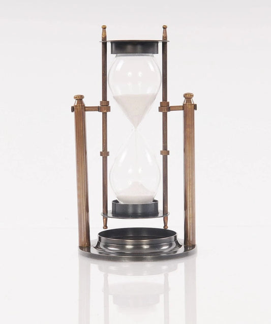 4.5" X 4.5" X 8.5" Brass Revolving Sandtimer - Homeroots