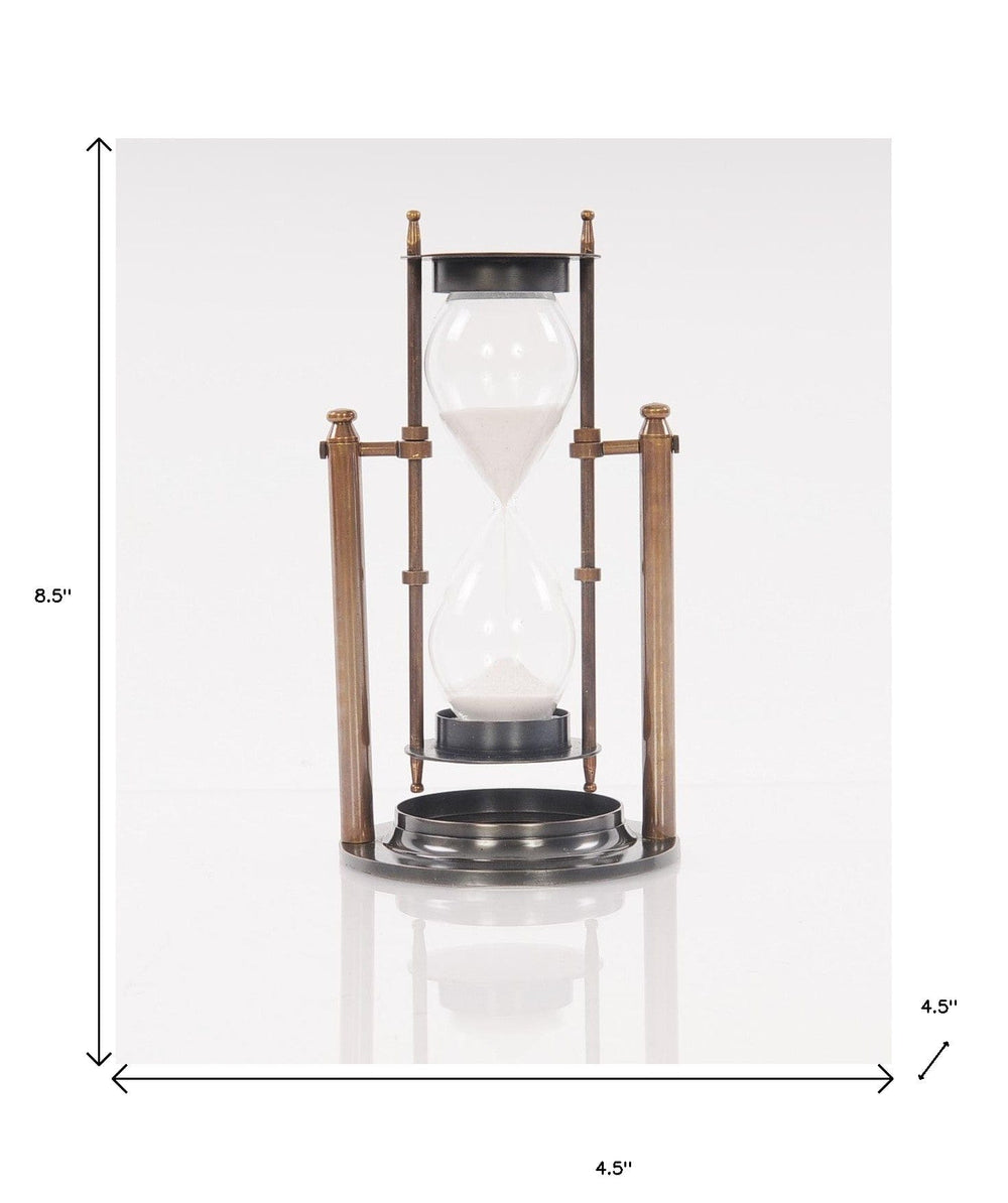 4.5" X 4.5" X 8.5" Brass Revolving Sandtimer - Homeroots