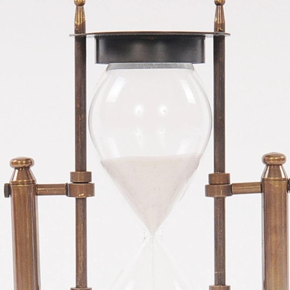 4.5" X 4.5" X 8.5" Brass Revolving Sandtimer - Homeroots