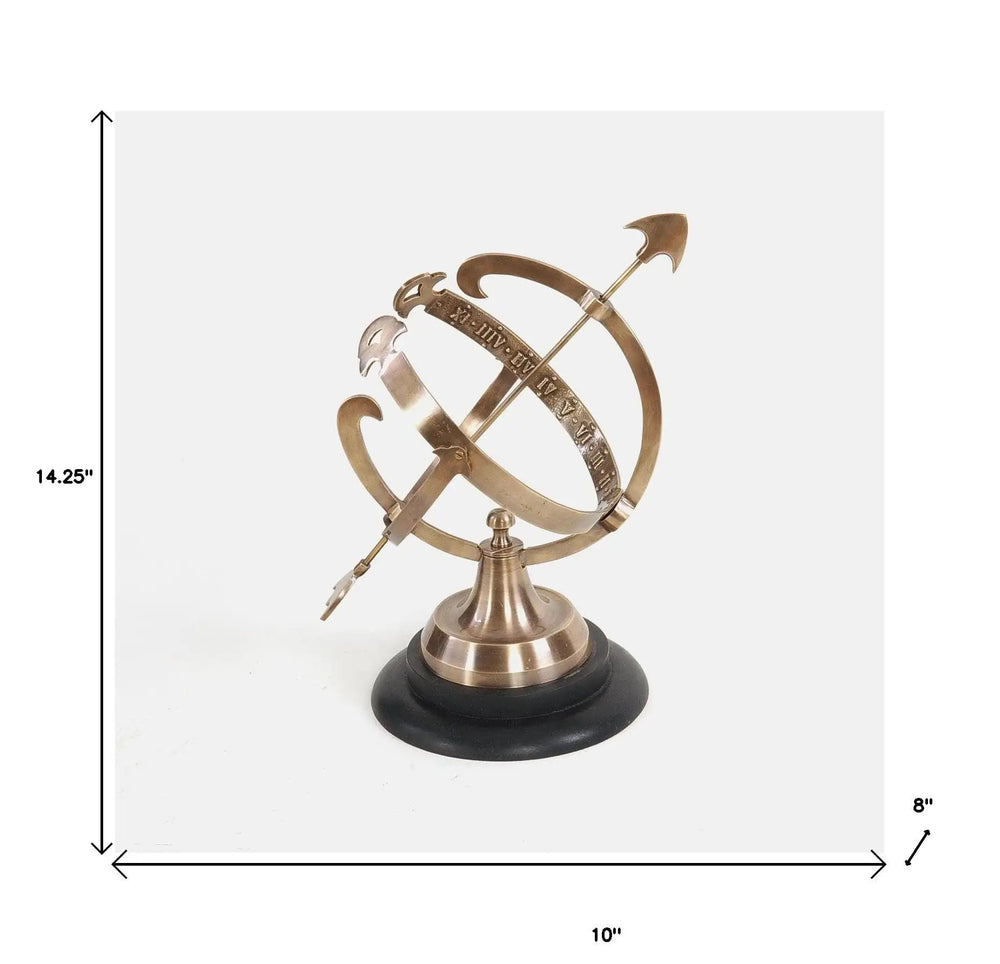 14" Brass and Black Metal Hand Painted Figurine Tabletop Sculpture - Homeroots