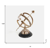 14" Brass and Black Metal Hand Painted Figurine Tabletop Sculpture - Homeroots