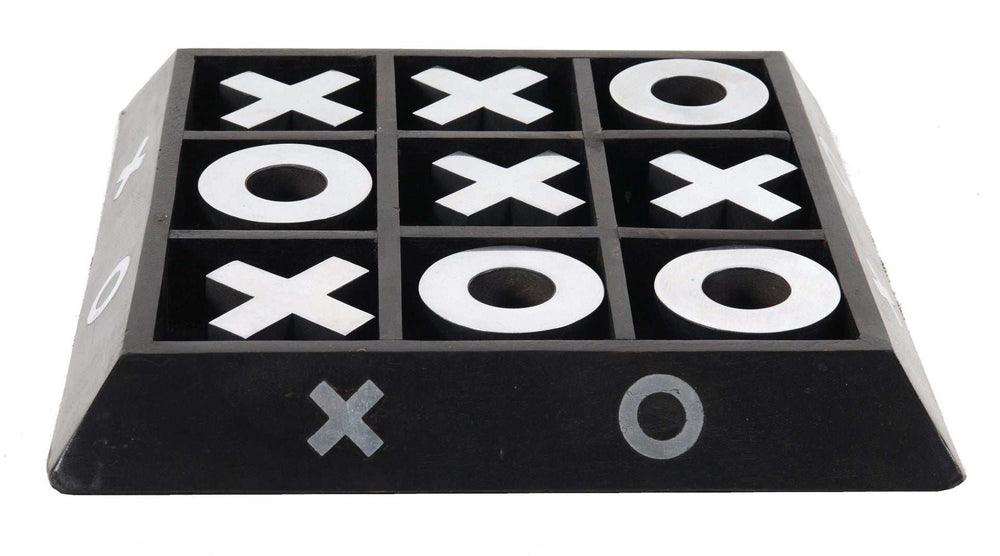 Nickel And Dark Wood Tic Tac Toe Game Sculpture - Homeroots - Flyclothing LLC