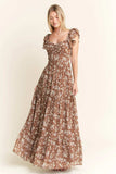 Jade By Jane Ruffle Sleeve Tiered Maxi Dress - Trendsi - Flyclothing LLC